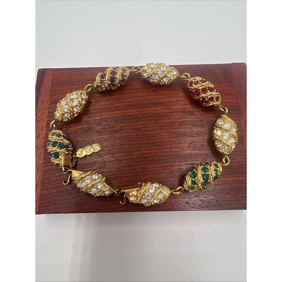 Vintage Camrose Kross Jacqueline Kennedy "The Royal Egg" Crystal Bracelet JBK - Picture 1 of 10